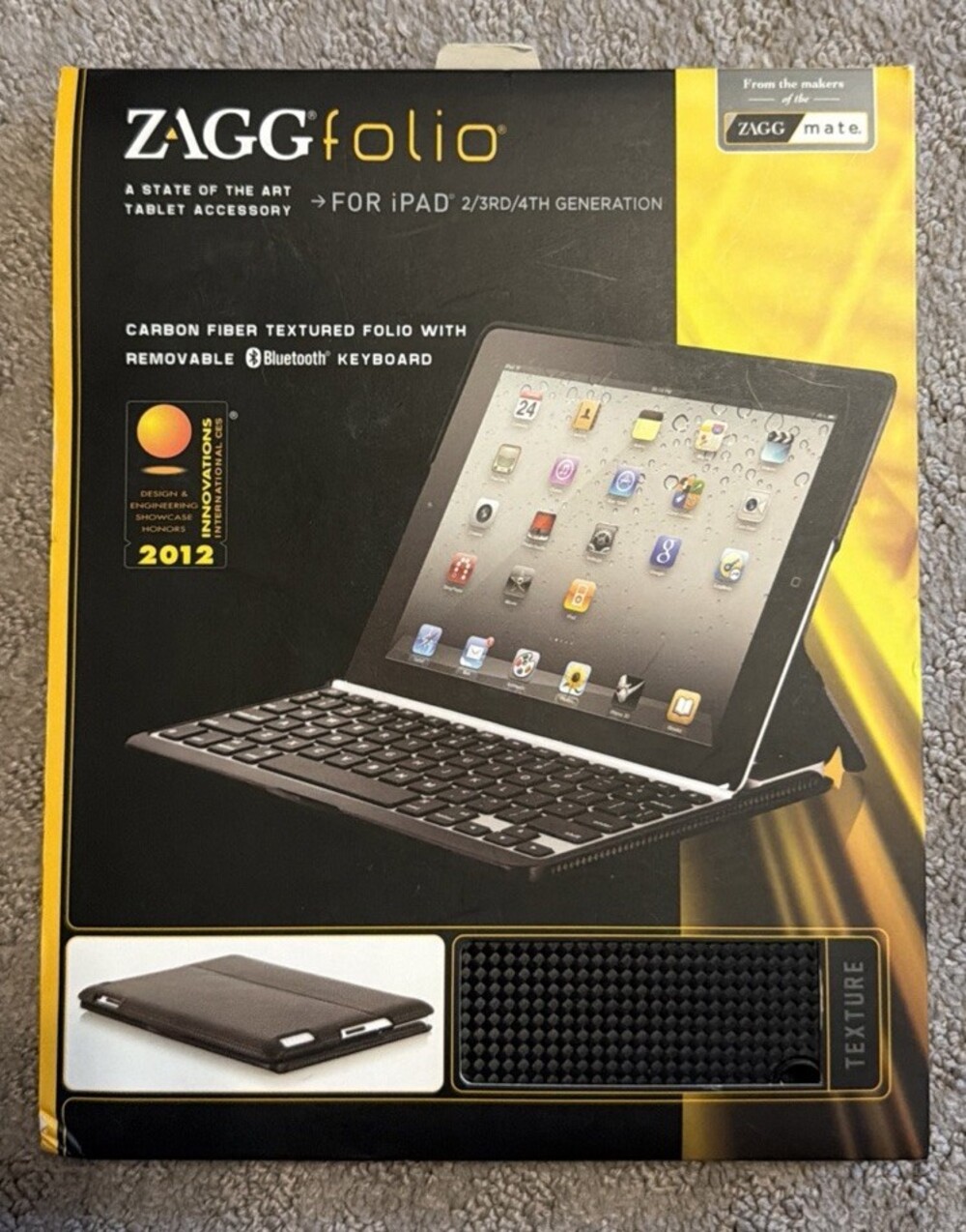 ZaggFolio with Keyboard for iPad 2nd 3rd 4th Gen Bluetooth Black NEW
